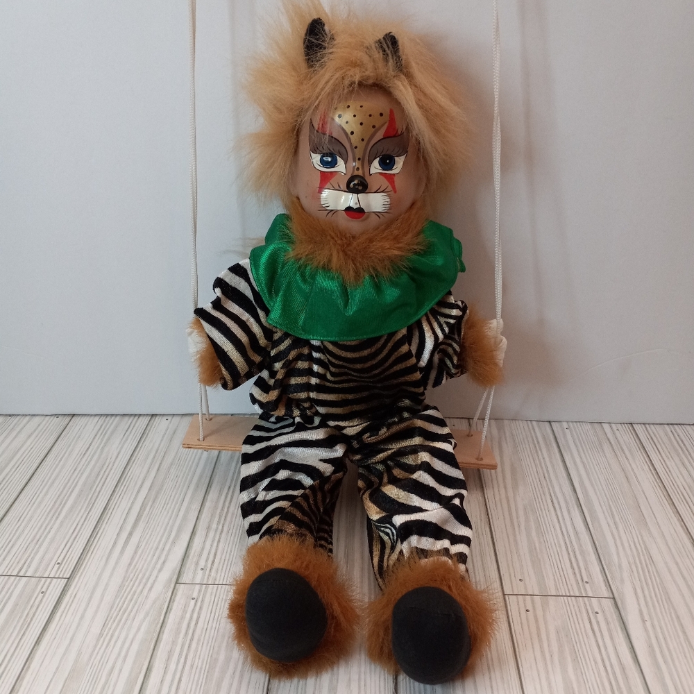 Vintage Porcelain Clown Tiger Acrobat Circus Swing Performer Doll